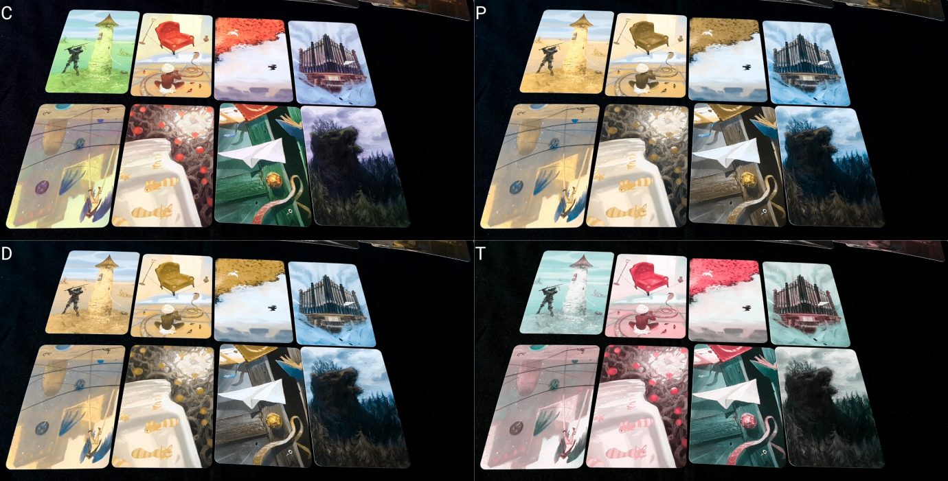 Cartas de Dixit y Mysterium lado a lado mostrando sus similitudes artísticas y diferencias temáticas