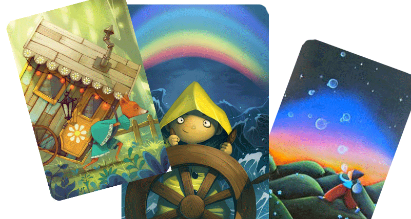 Carrusel con cartas icónicas del juego base Dixit